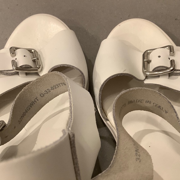Top Shop (Nordstrom) White Platform Chunky Heeled Ankle Strap Sandals Size 8.5M - Picture 9 of 10